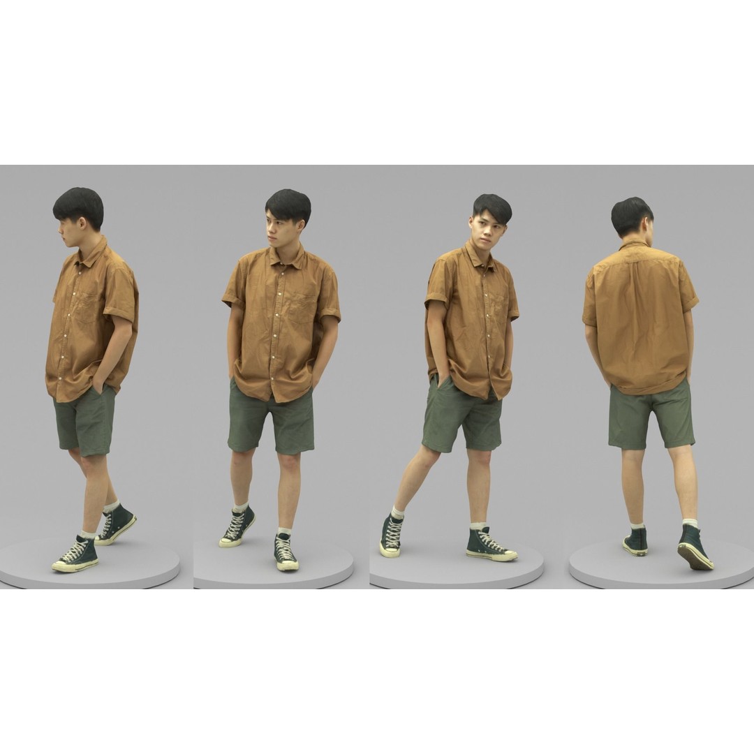 Tall Young Man 3D Model – Casual Pose with Hands in Pockets, OBJ - View 6