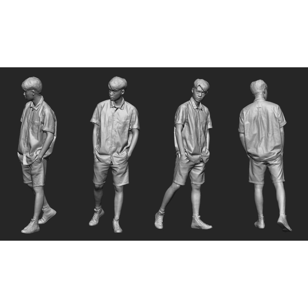 Tall Young Man 3D Model – Casual Pose with Hands in Pockets, OBJ - View 7