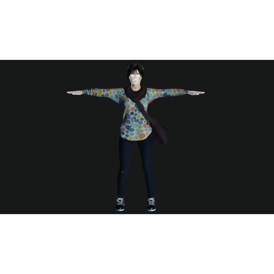 Teenage Girl 3D Model – Realistic Casual Character, Game Ready
