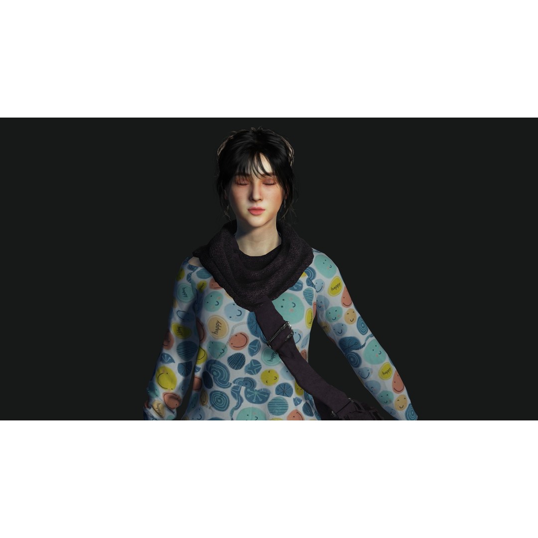 Teenage Girl 3D Model – Realistic Casual Character, Game Ready - View 10