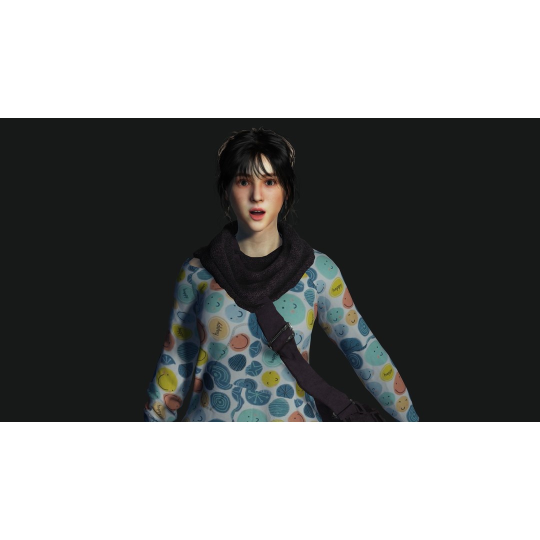 Teenage Girl 3D Model – Realistic Casual Character, Game Ready - View 12
