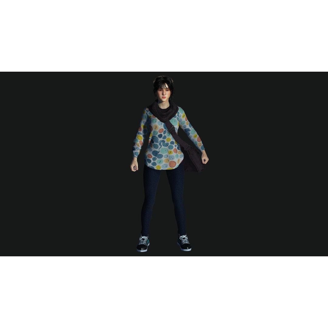 Teenage Girl 3D Model – Realistic Casual Character, Game Ready - View 17