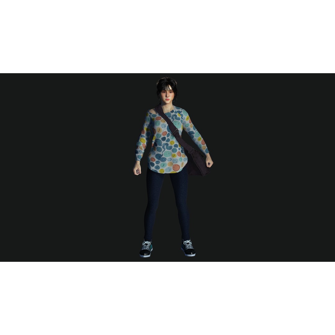 Teenage Girl 3D Model – Realistic Casual Character, Game Ready - View 18