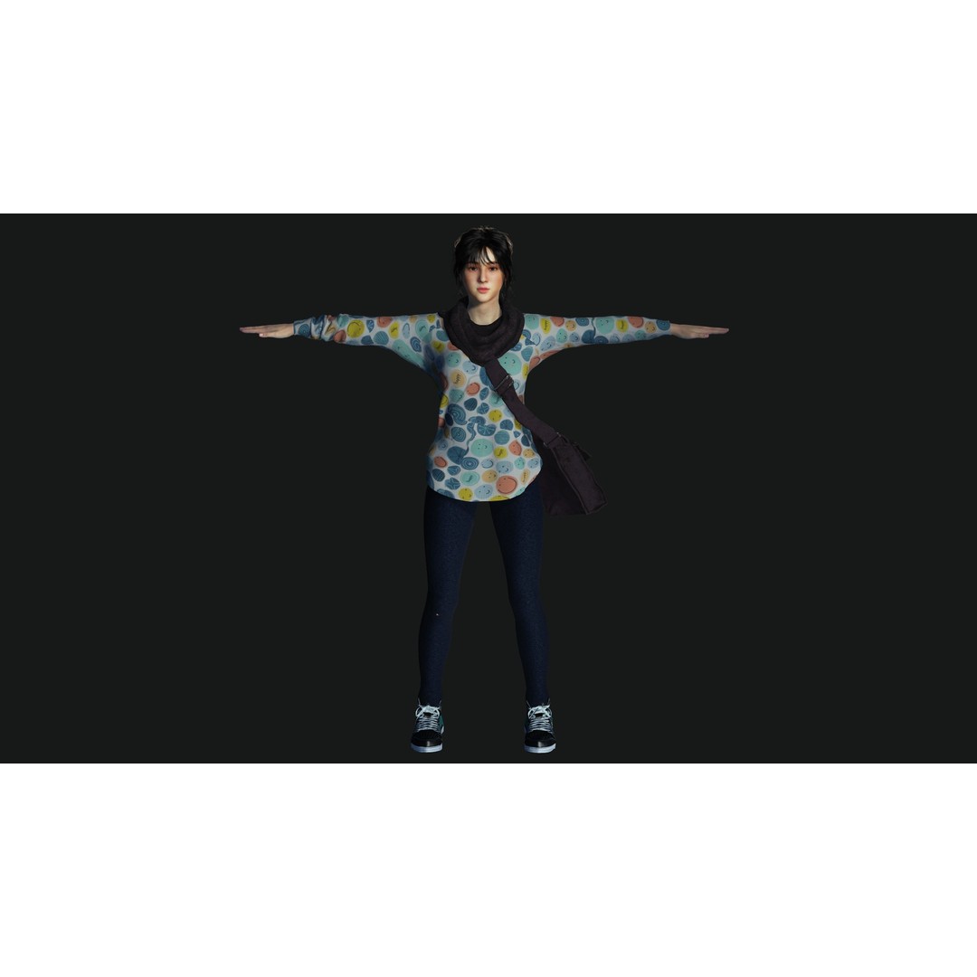 Teenage Girl 3D Model – Realistic Casual Character, Game Ready - View 22