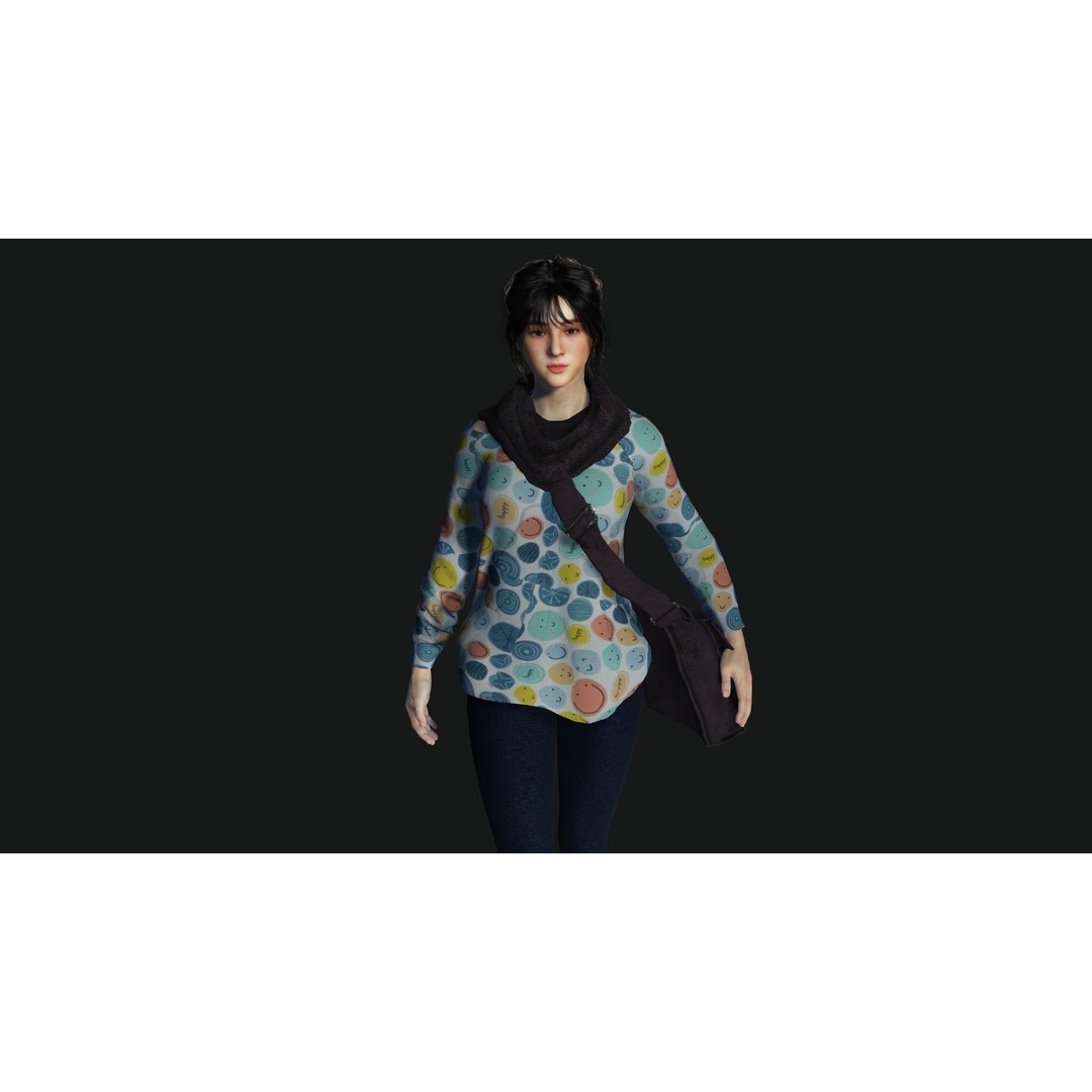 Teenage Girl 3D Model – Realistic Casual Character, Game Ready - View 5