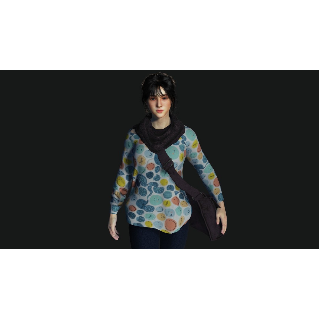 Teenage Girl 3D Model – Realistic Casual Character, Game Ready - View 6