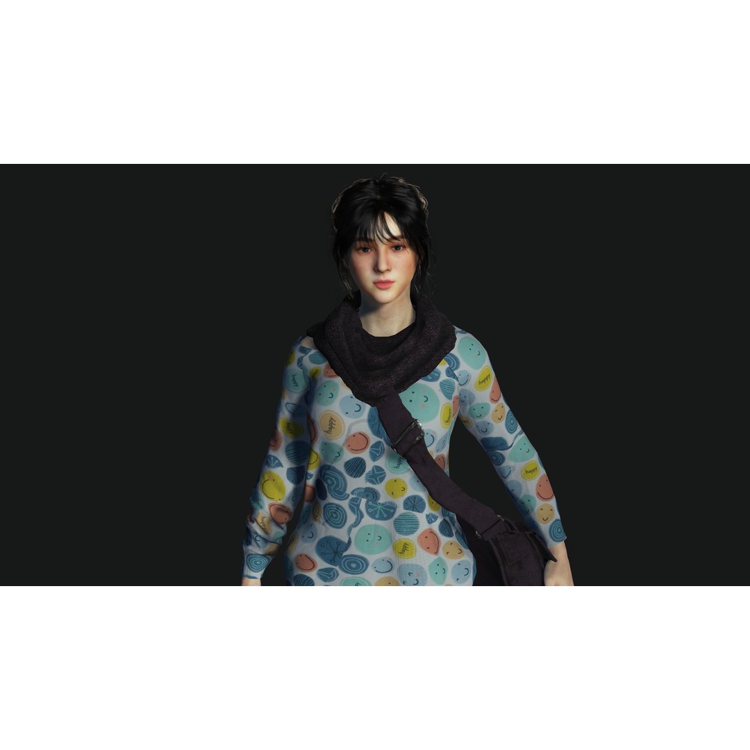 Teenage Girl 3D Model – Realistic Casual Character, Game Ready - View 7