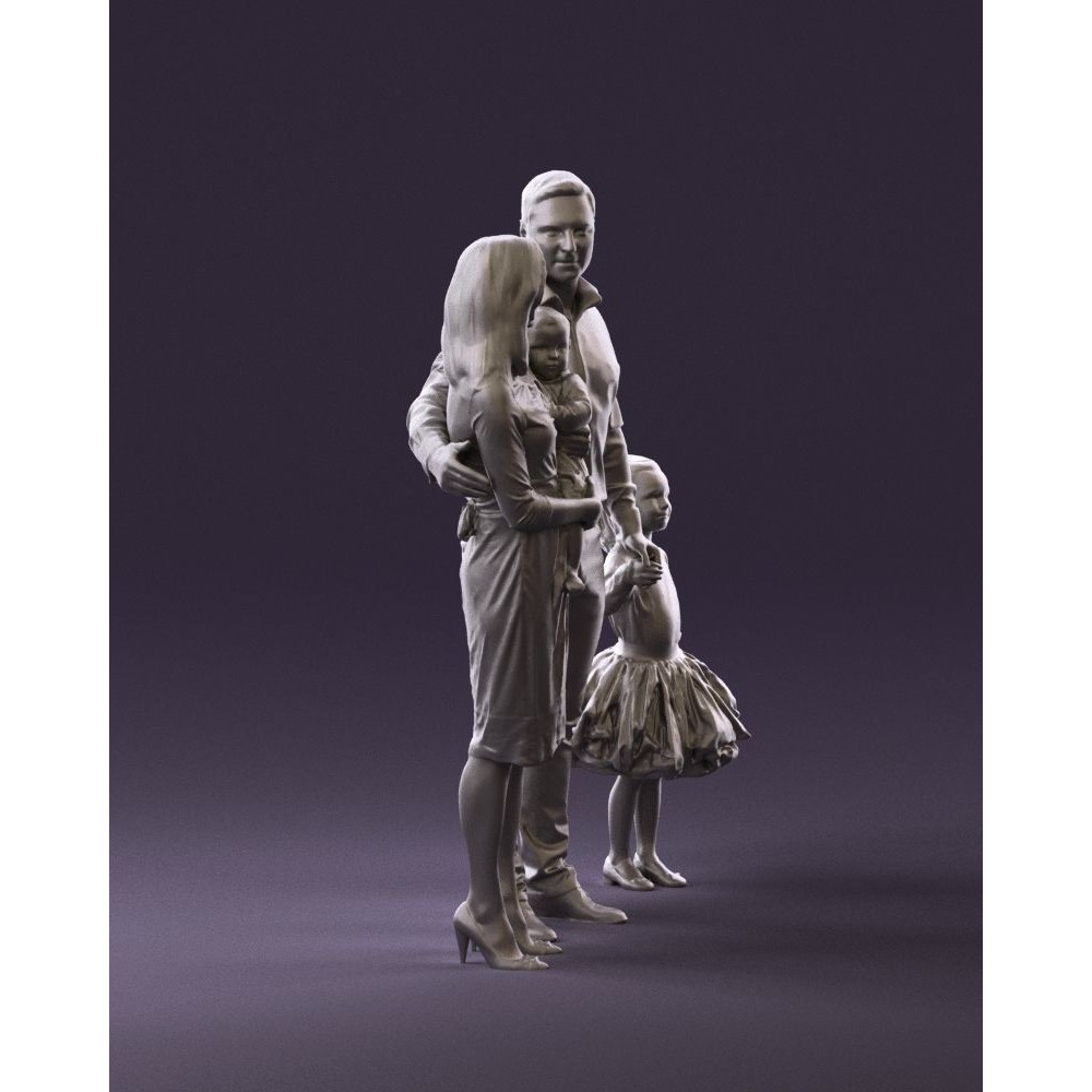 Family Man, Woman, Child & Girl 3D Model – High Poly Realistic Character - View 17