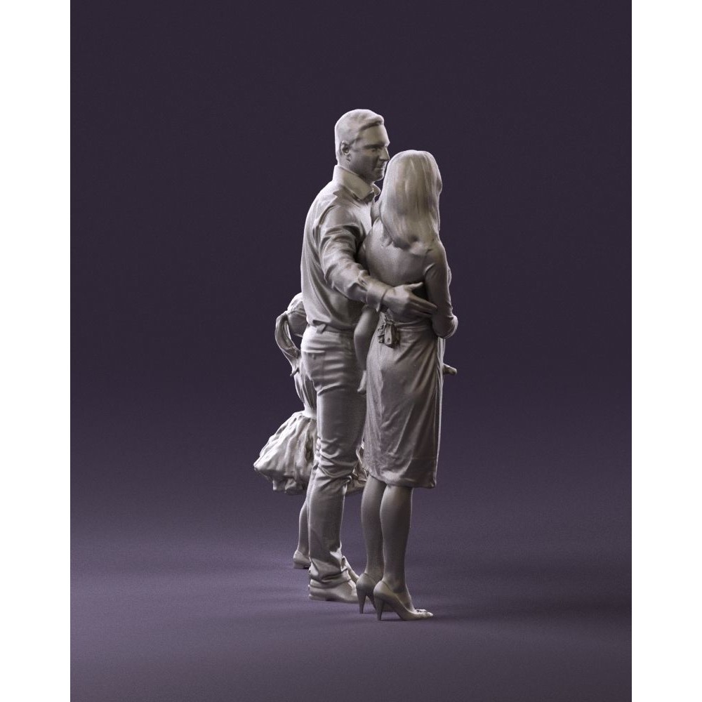 Family Man, Woman, Child & Girl 3D Model – High Poly Realistic Character - View 18