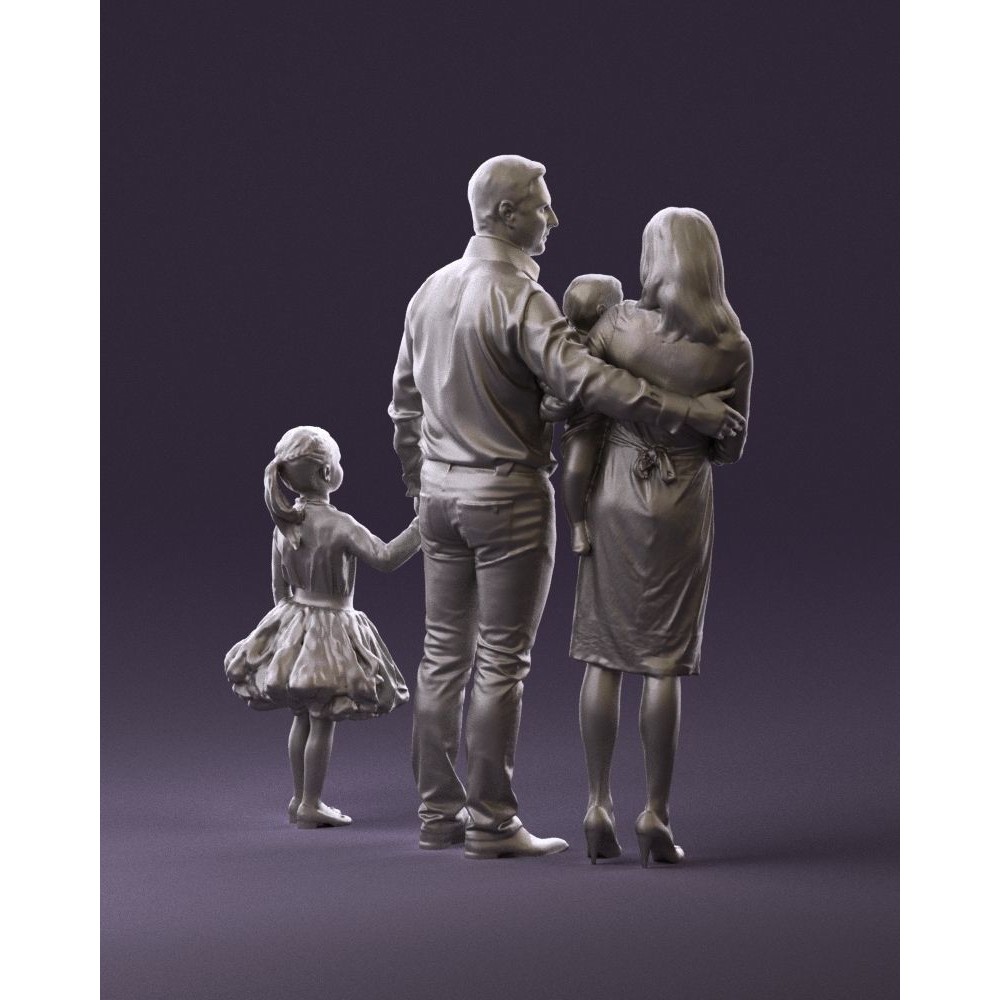 Family Man, Woman, Child & Girl 3D Model – High Poly Realistic Character - View 19