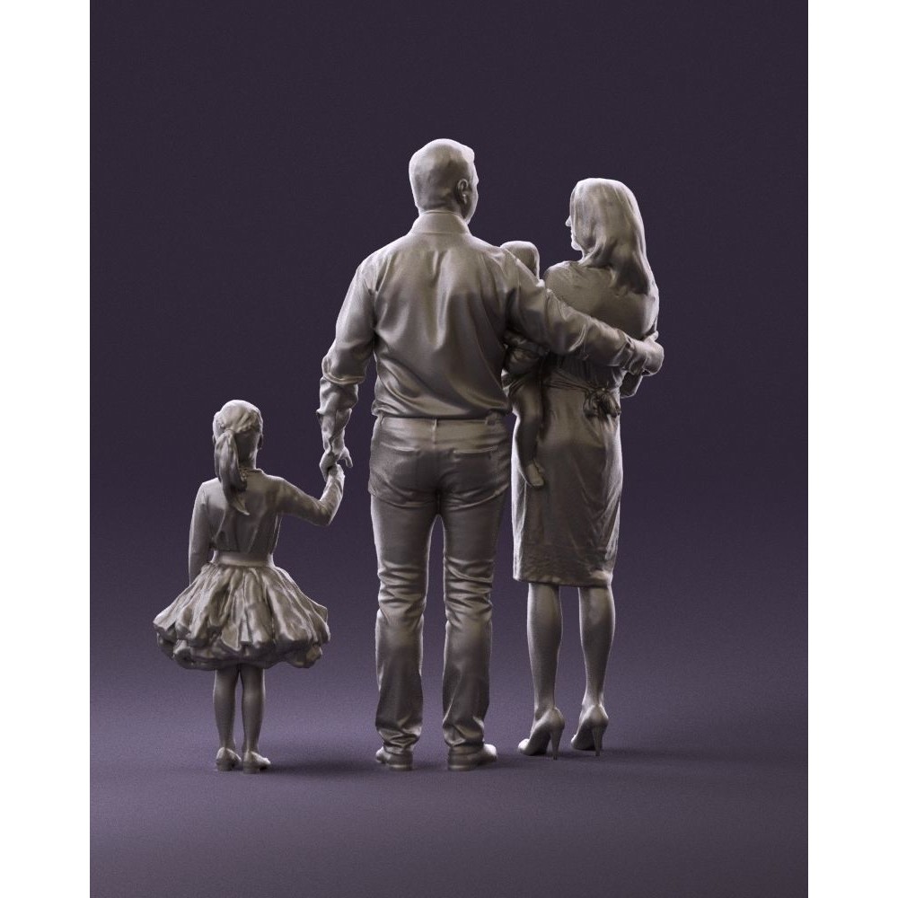 Family Man, Woman, Child & Girl 3D Model – High Poly Realistic Character - View 20