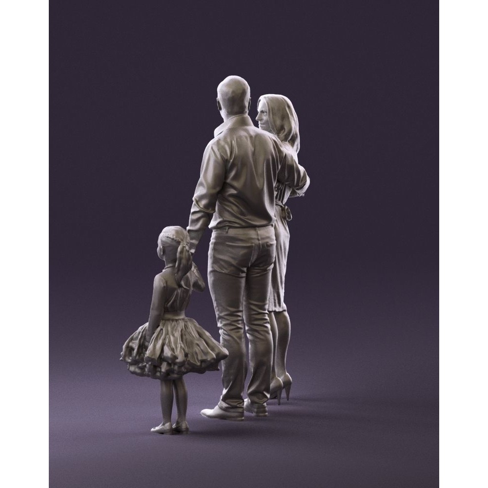Family Man, Woman, Child & Girl 3D Model – High Poly Realistic Character - View 21