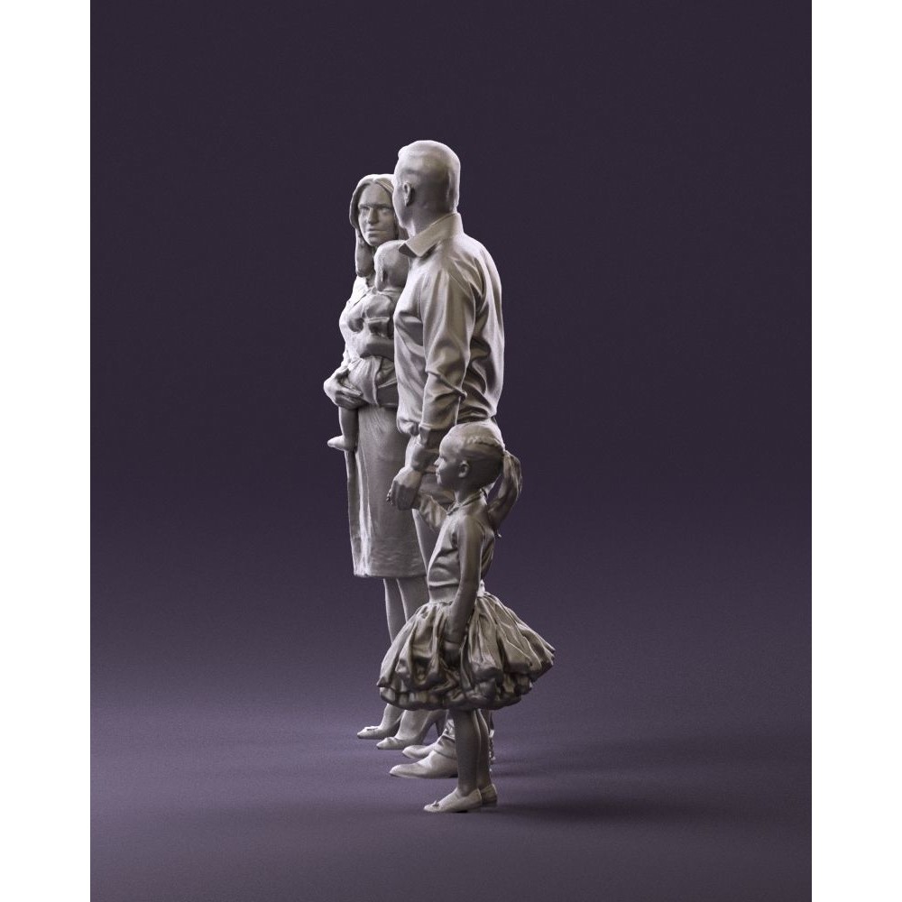 Family Man, Woman, Child & Girl 3D Model – High Poly Realistic Character - View 22
