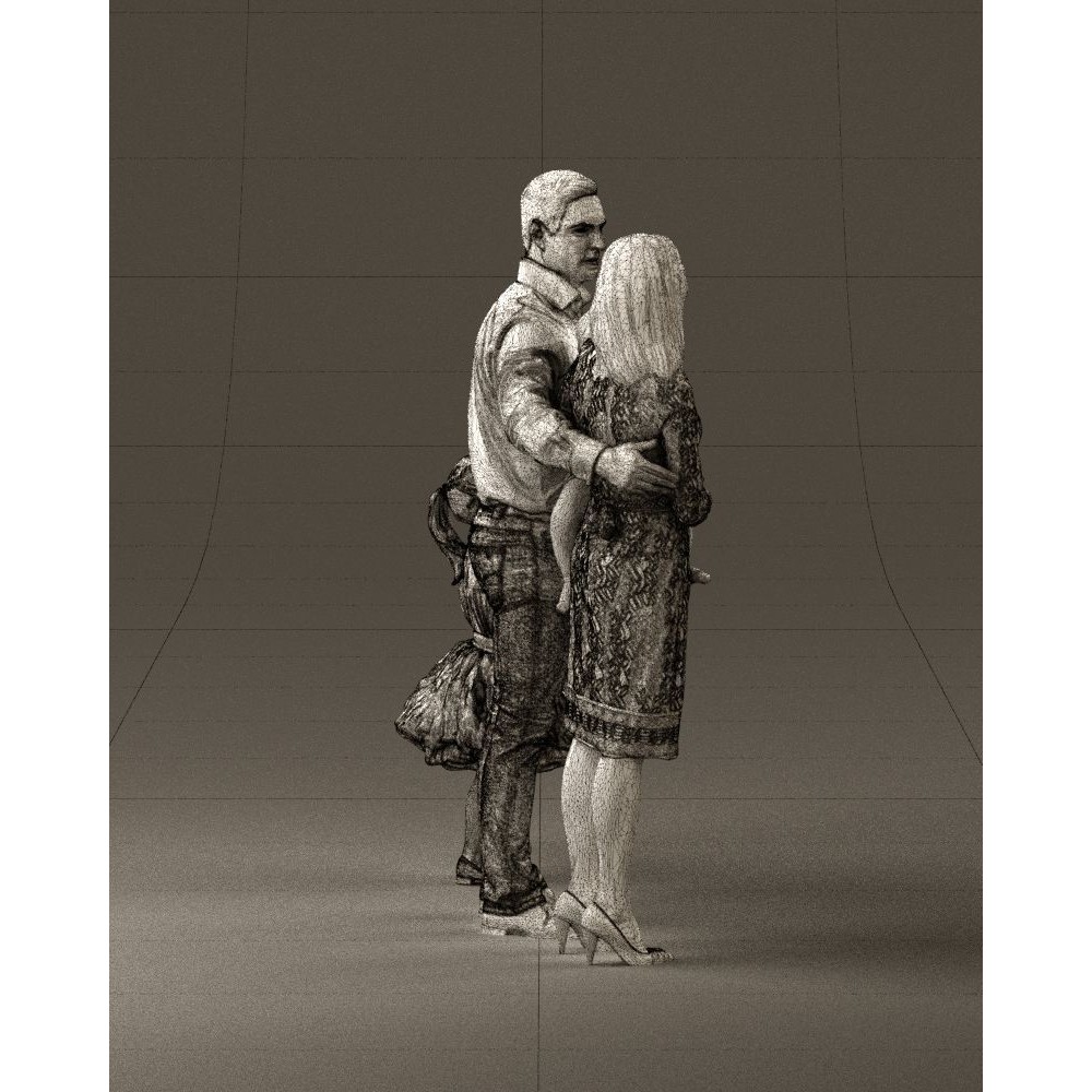 Family Man, Woman, Child & Girl 3D Model – High Poly Realistic Character - View 30