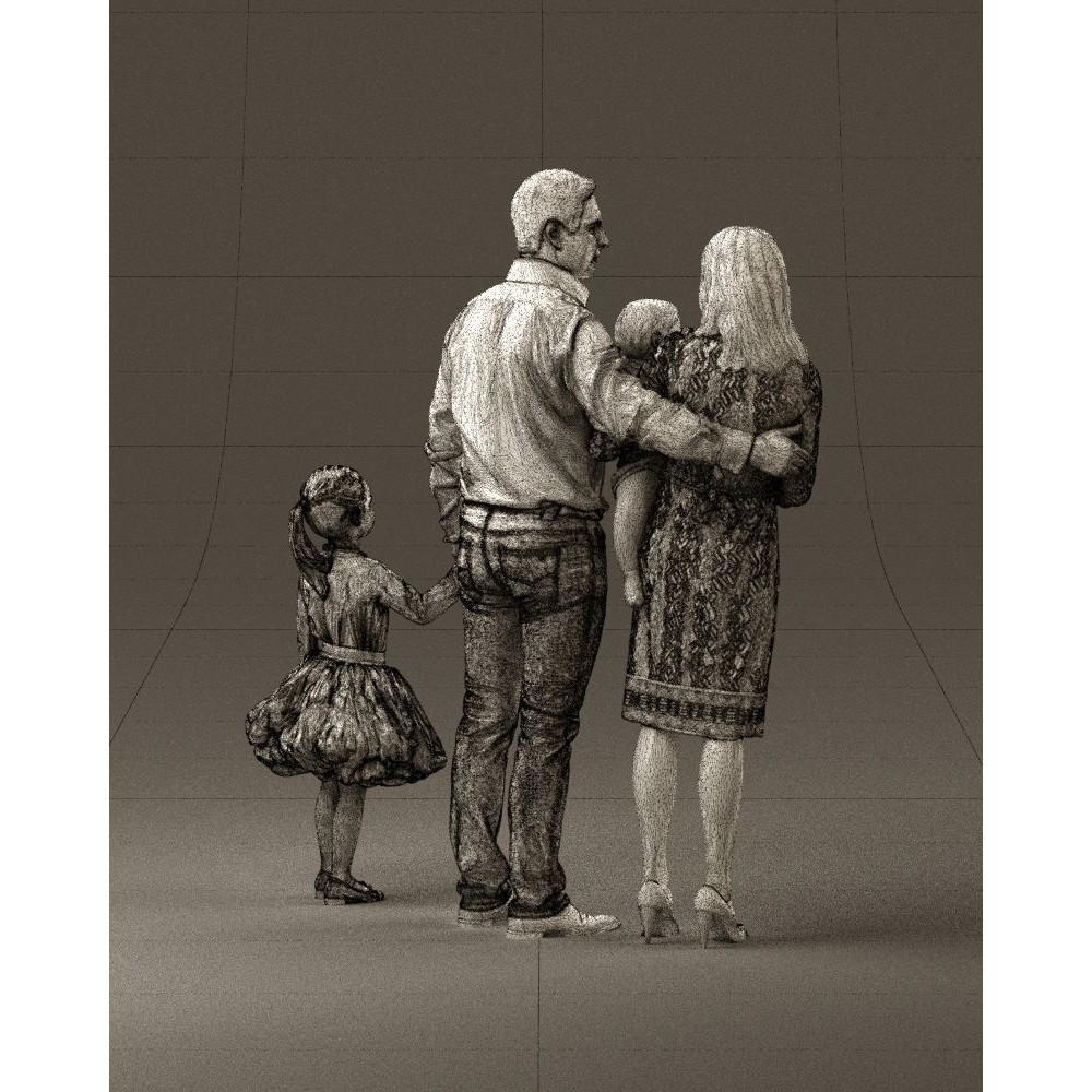 Family Man, Woman, Child & Girl 3D Model – High Poly Realistic Character - View 31