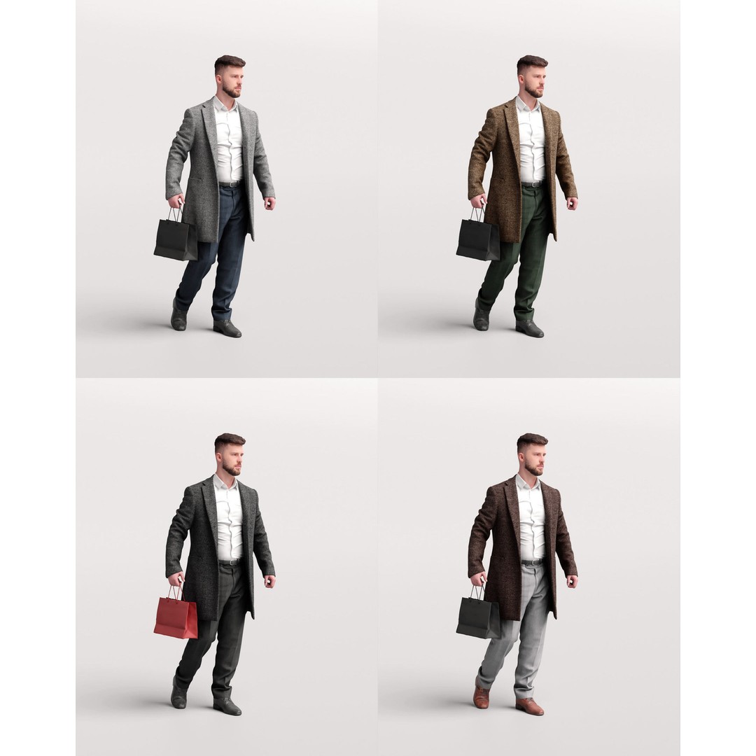 Shopping Man 3D Model – Realistic Character with PBR Textures, FBX