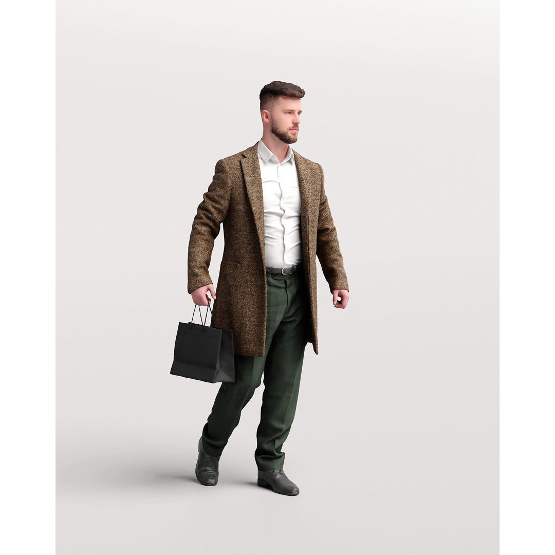 Shopping Man 3D Model – Realistic Character with PBR Textures, FBX - View 11