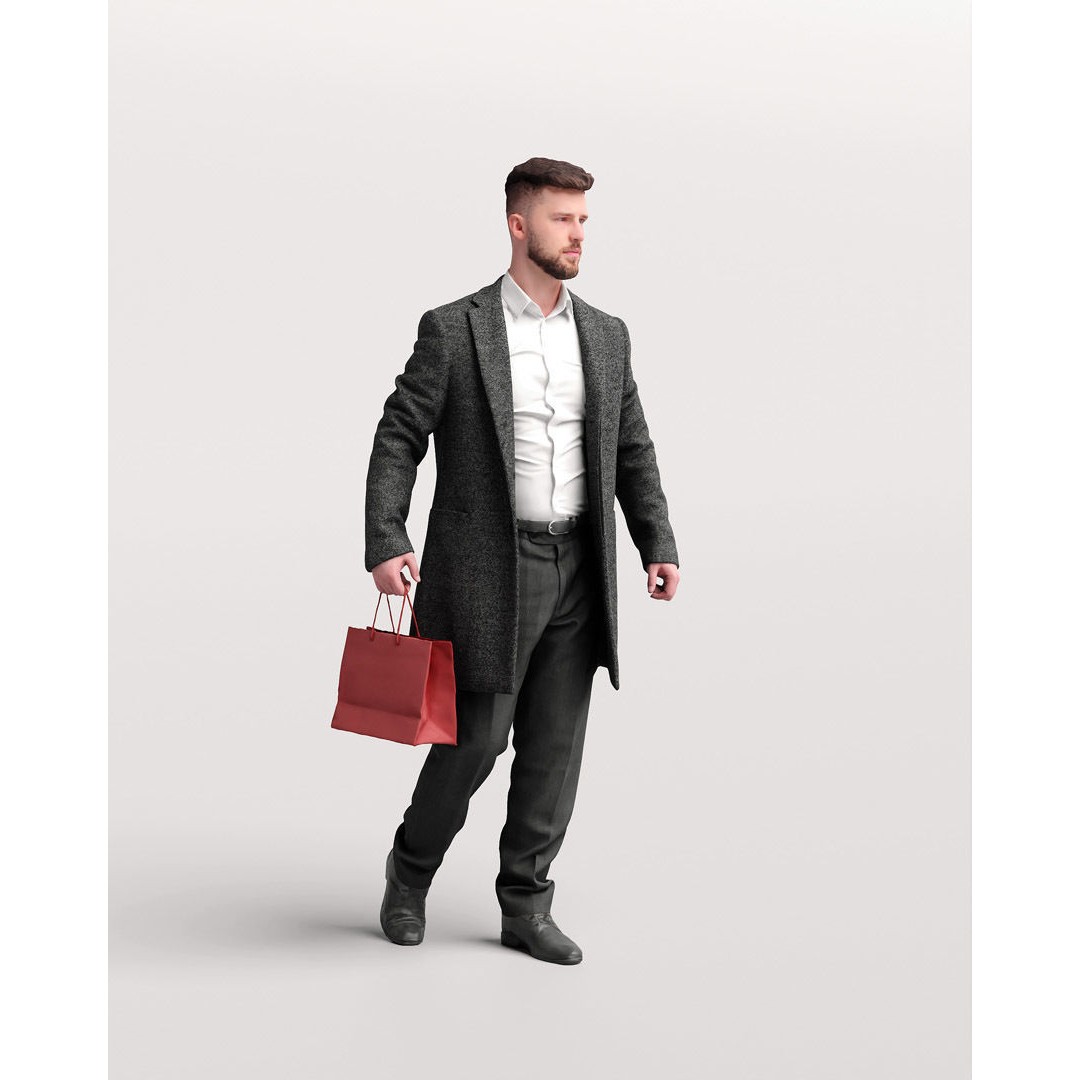 Shopping Man 3D Model – Realistic Character with PBR Textures, FBX - View 12