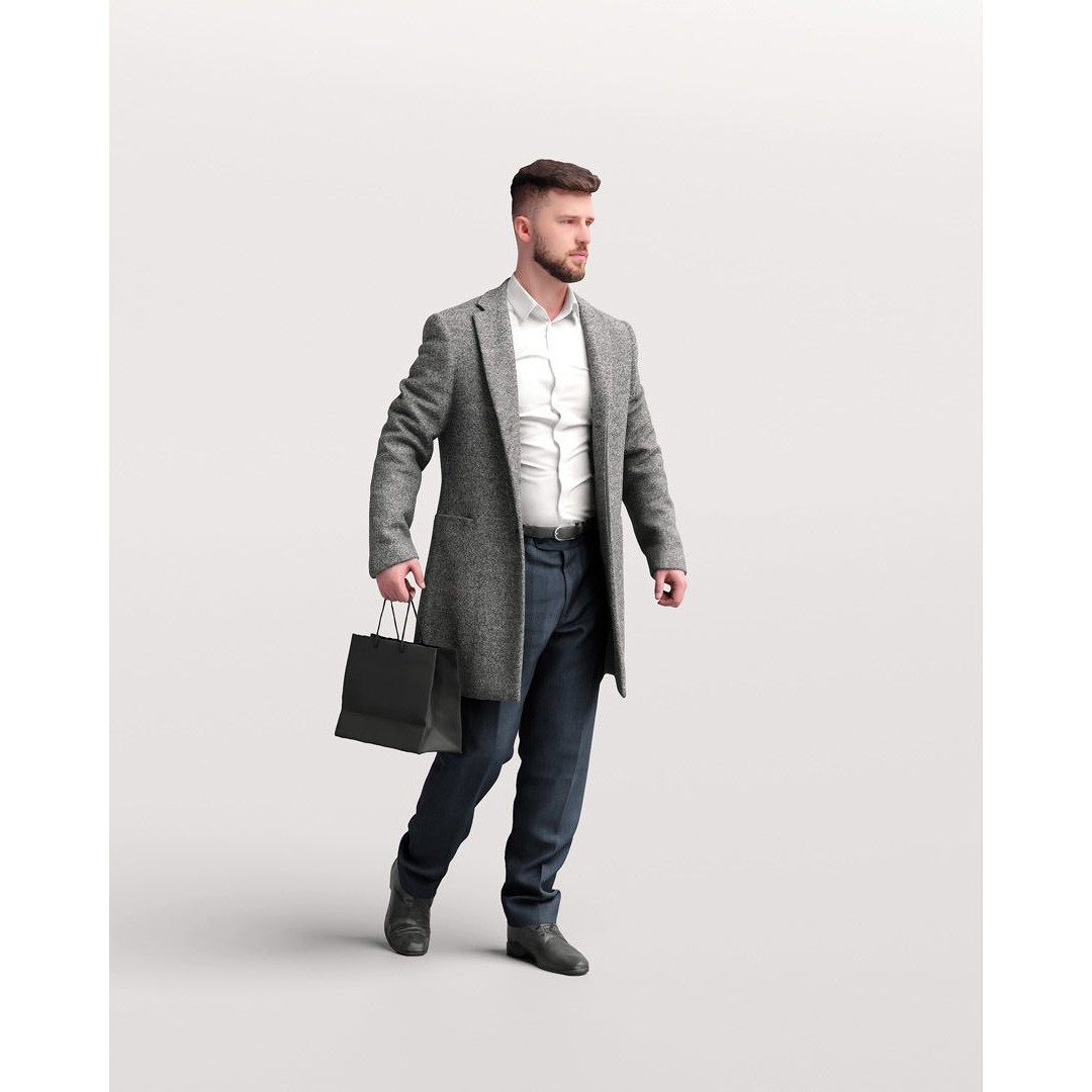 Shopping Man 3D Model – Realistic Character with PBR Textures, FBX - View 3
