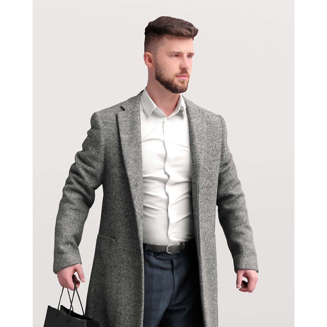 Shopping Man 3D Model – Realistic Character with PBR Textures, FBX - View 8