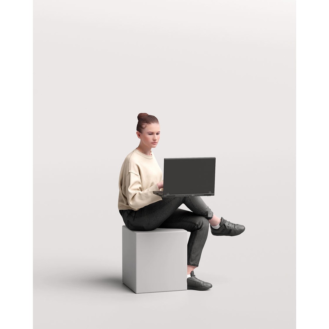 Humano Woman 3D Model – Realistic Café Character, PBR Textures - View 10