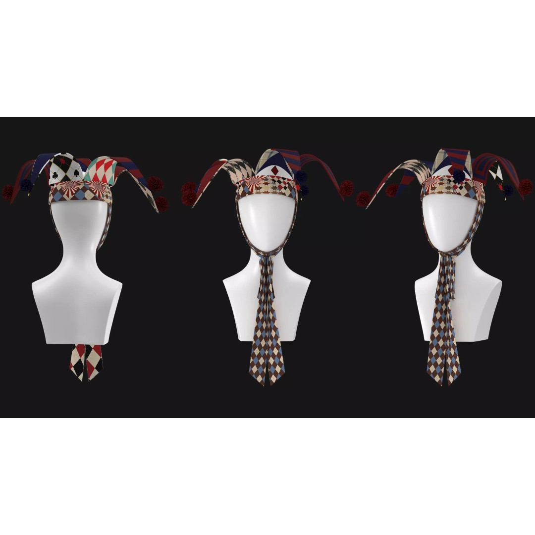 Female Clown Outfit 3D Model – High Poly Game-Ready Asset, FBX & OBJ - View 4