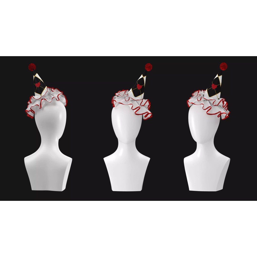 Female Clown Outfit 3D Model – High Poly Game-Ready Asset, FBX & OBJ - View 9