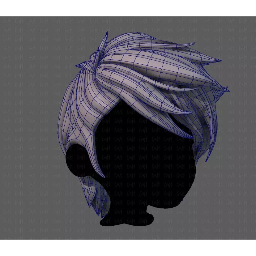 Boy Hair 3D Model – Low Poly Cartoon Style for Animation - View 12