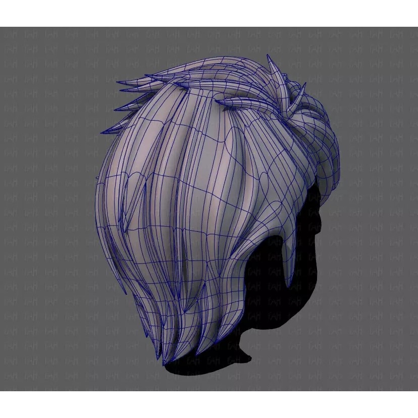 Boy Hair 3D Model – Low Poly Cartoon Style for Animation - View 14