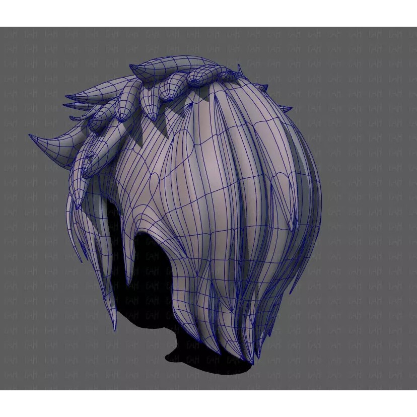 Boy Hair 3D Model – Low Poly Cartoon Style for Animation - View 16