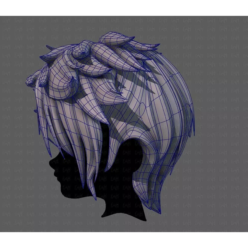 Boy Hair 3D Model – Low Poly Cartoon Style for Animation - View 17