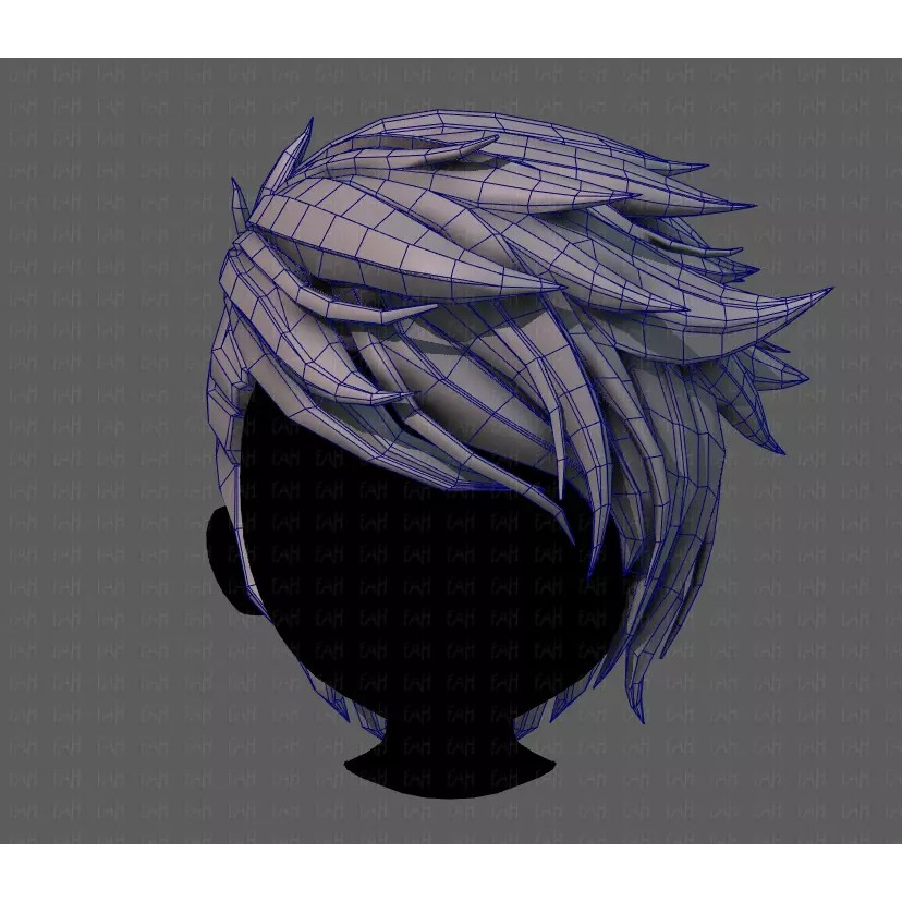 Boy Hair 3D Model – Low Poly Cartoon Style for Animation - View 27