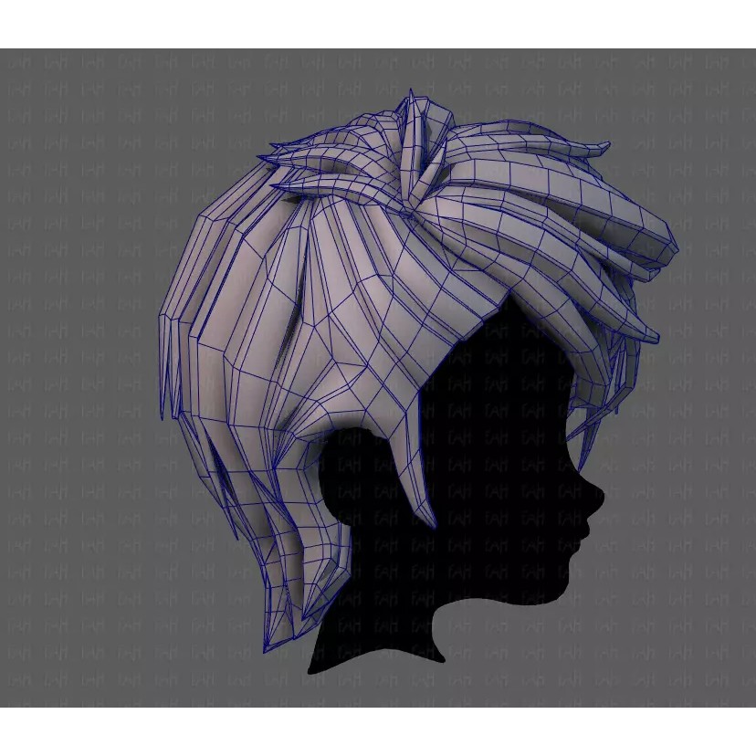 Boy Hair 3D Model – Low Poly Cartoon Style for Animation - View 29