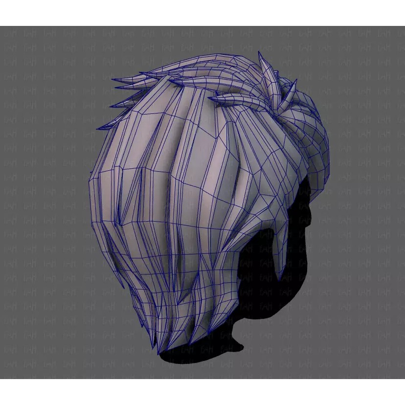 Boy Hair 3D Model – Low Poly Cartoon Style for Animation - View 30
