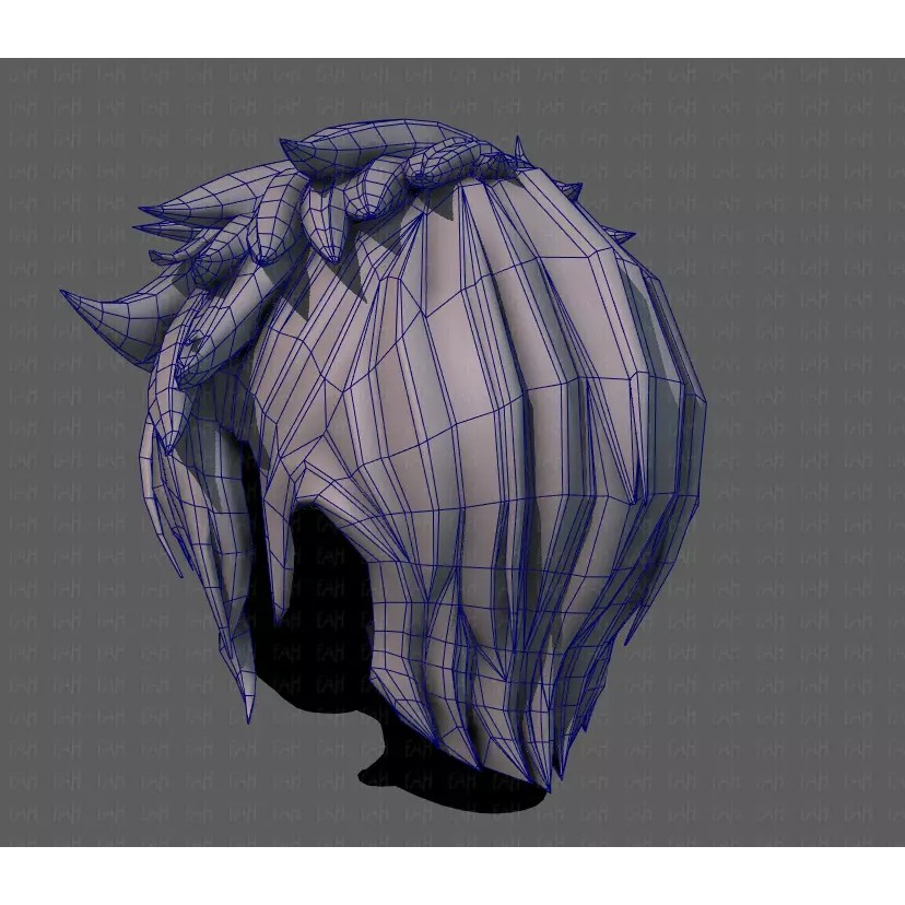Boy Hair 3D Model – Low Poly Cartoon Style for Animation - View 32