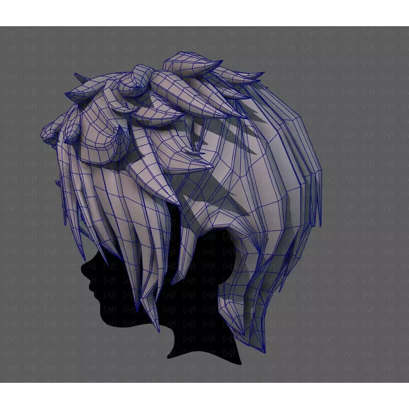 Boy Hair 3D Model – Low Poly Cartoon Style for Animation - View 33