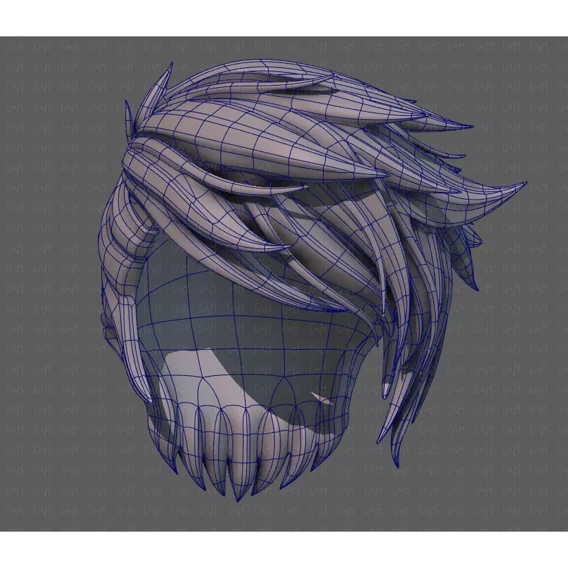 Boy Hair 3D Model – Low Poly Cartoon Style for Animation - View 40