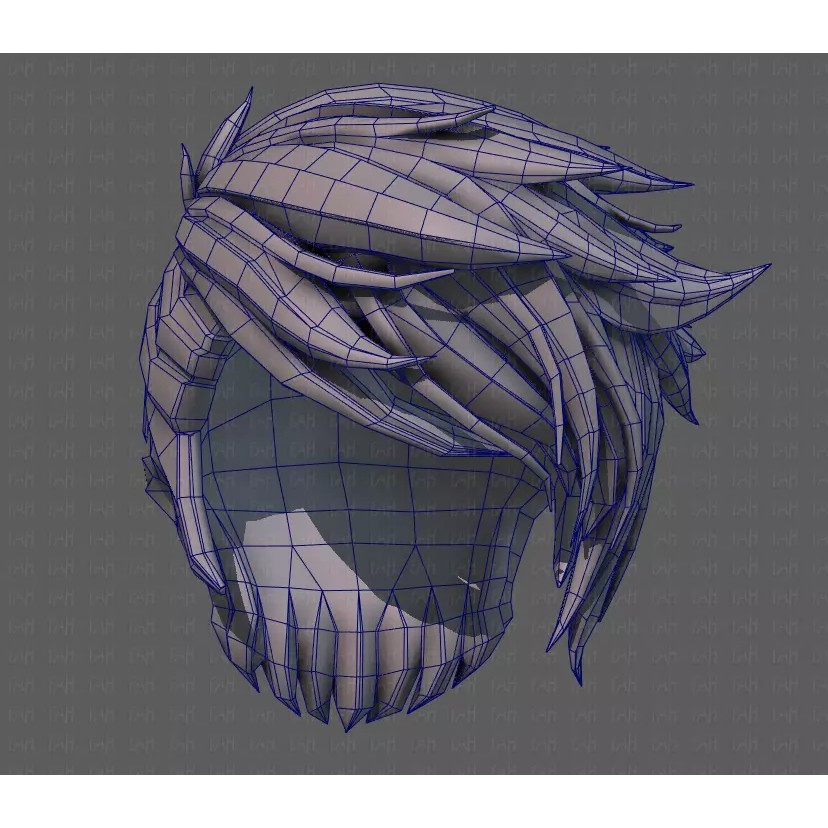 Boy Hair 3D Model – Low Poly Cartoon Style for Animation - View 42