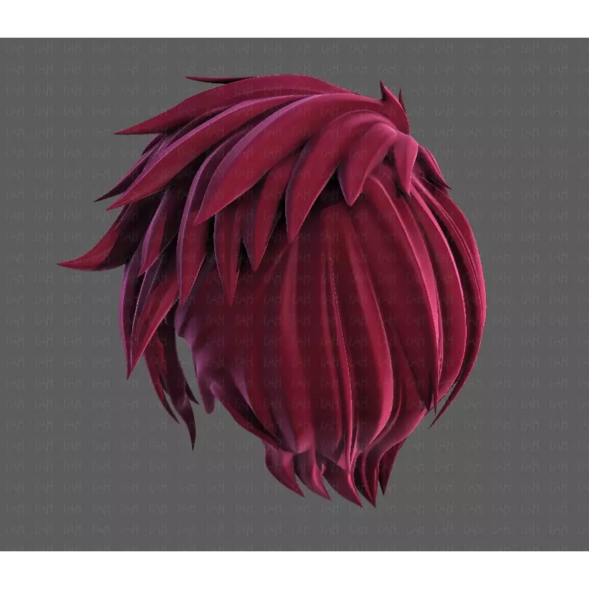 Boy Hair 3D Model – Low Poly Cartoon Style for Animation - View 43