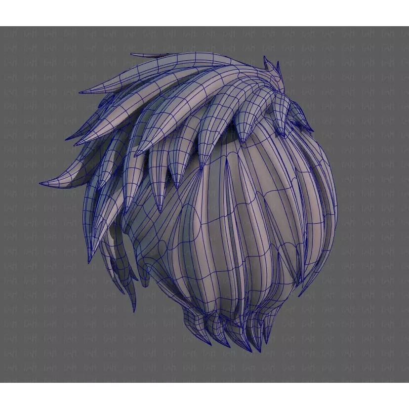 Boy Hair 3D Model – Low Poly Cartoon Style for Animation - View 44
