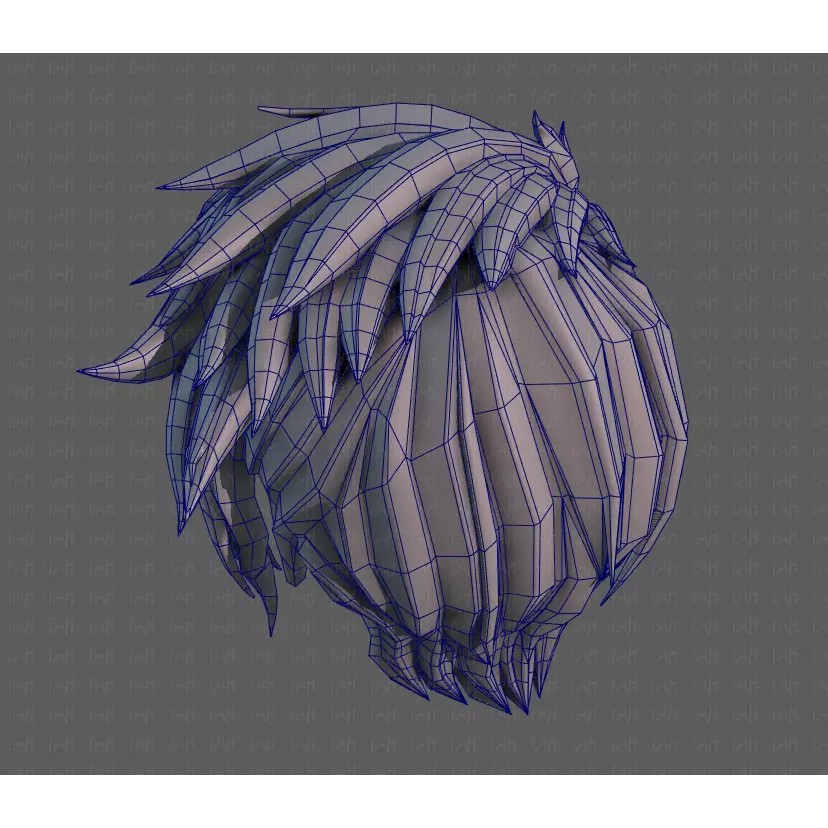 Boy Hair 3D Model – Low Poly Cartoon Style for Animation - View 46