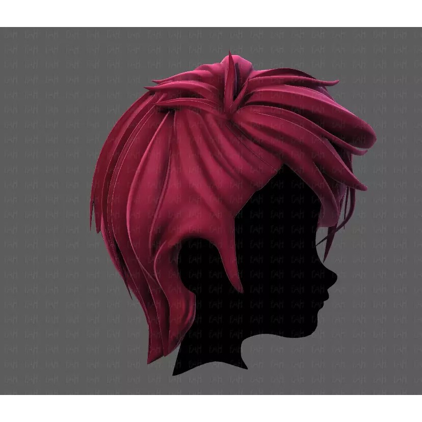Boy Hair 3D Model – Low Poly Cartoon Style for Animation - View 5