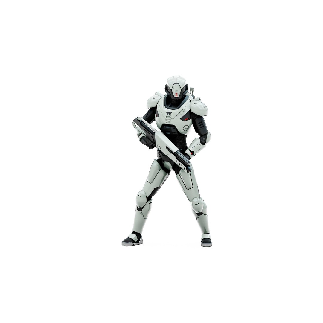 Cyborg SOL-20 3D Model – Rigged Sci-Fi Character for Animation - View 23