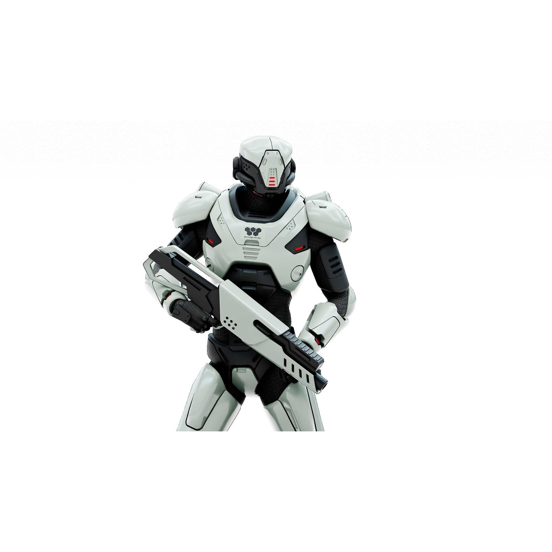 Cyborg SOL-20 3D Model – Rigged Sci-Fi Character for Animation - View 3