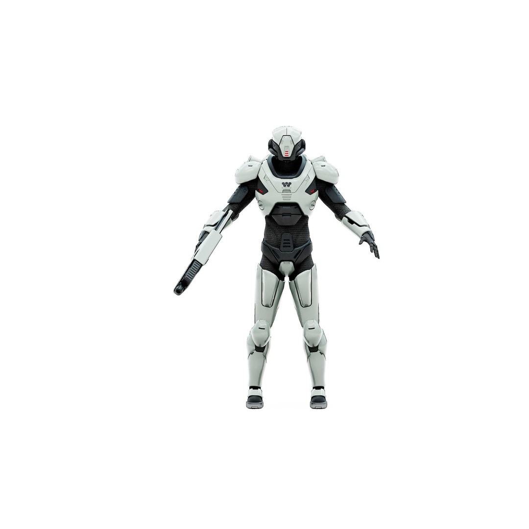 Cyborg SOL-20 3D Model – Rigged Sci-Fi Character for Animation - View 31