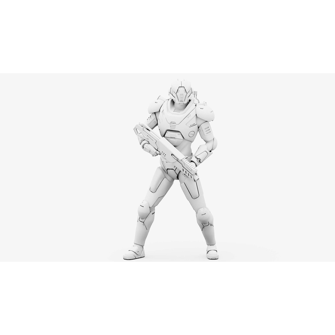 Cyborg SOL-20 3D Model – Rigged Sci-Fi Character for Animation - View 33
