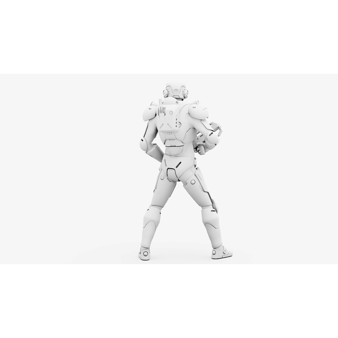Cyborg SOL-20 3D Model – Rigged Sci-Fi Character for Animation - View 34