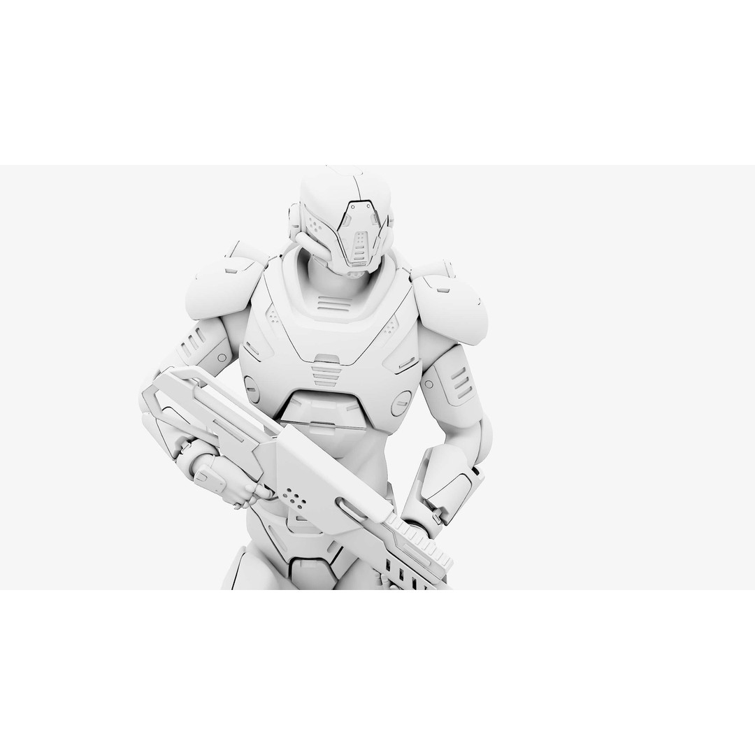 Cyborg SOL-20 3D Model – Rigged Sci-Fi Character for Animation - View 35