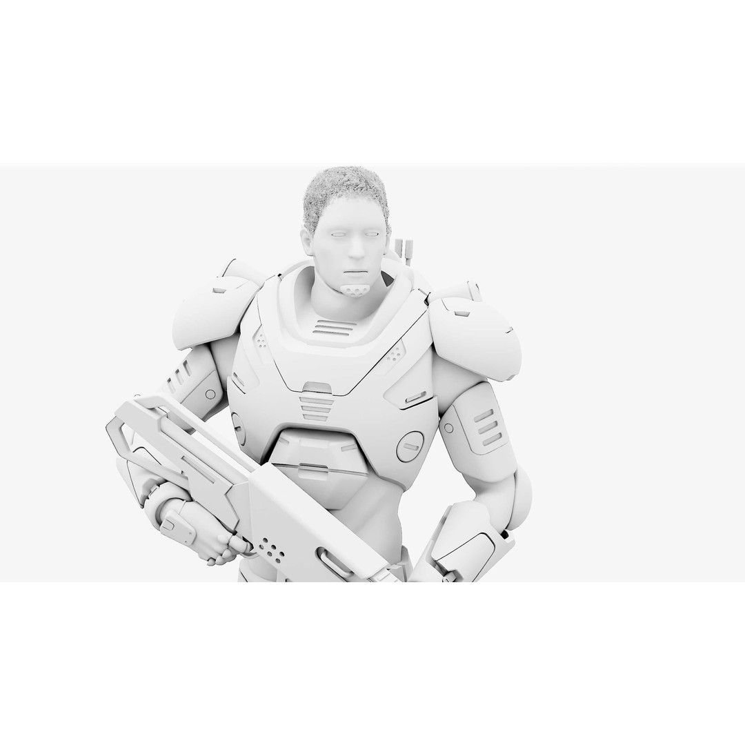 Cyborg SOL-20 3D Model – Rigged Sci-Fi Character for Animation - View 36