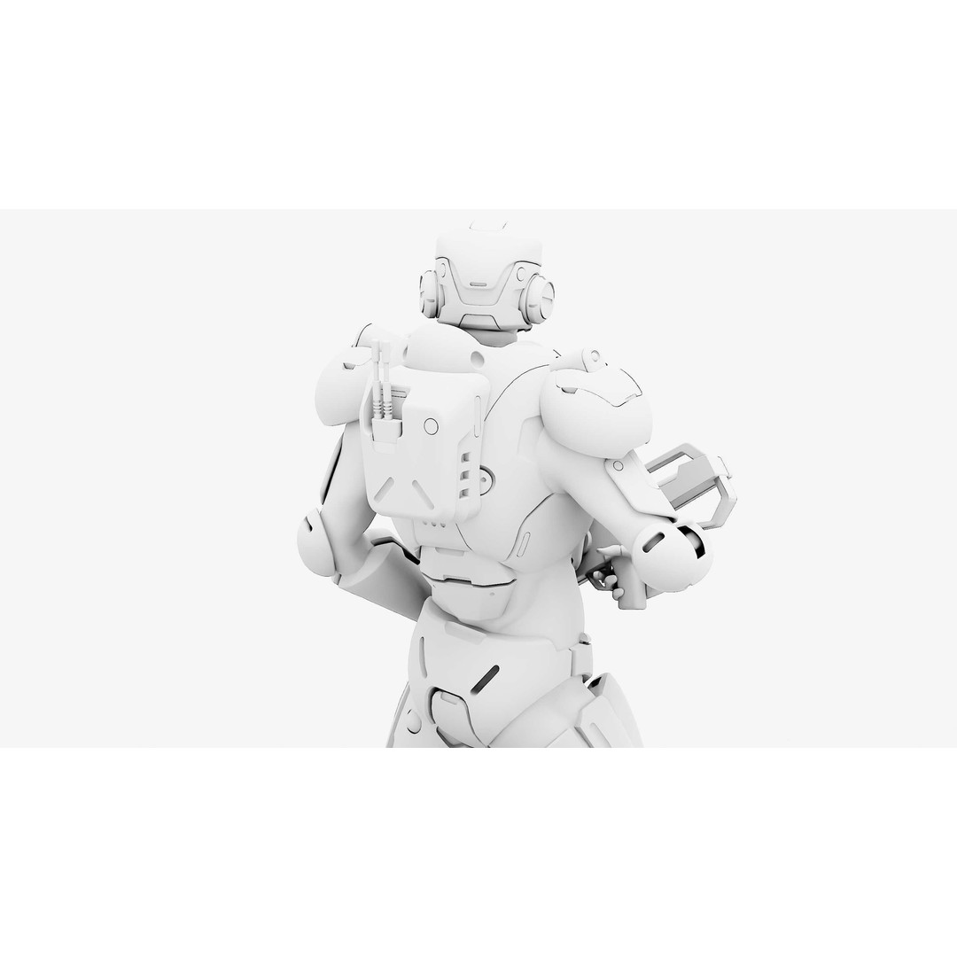 Cyborg SOL-20 3D Model – Rigged Sci-Fi Character for Animation - View 37